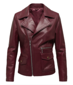 Men's Biker Maroon Leather Jacket