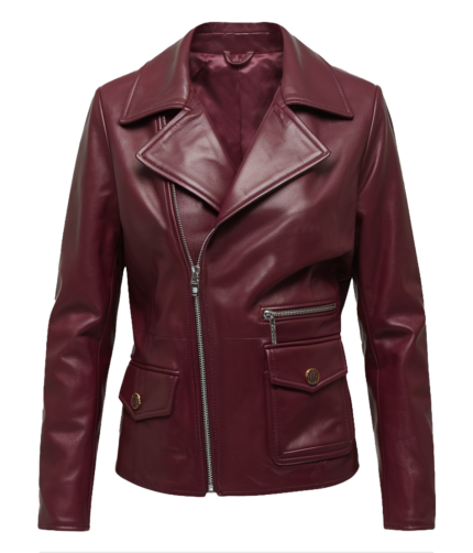 Men's Biker Maroon Leather Jacket