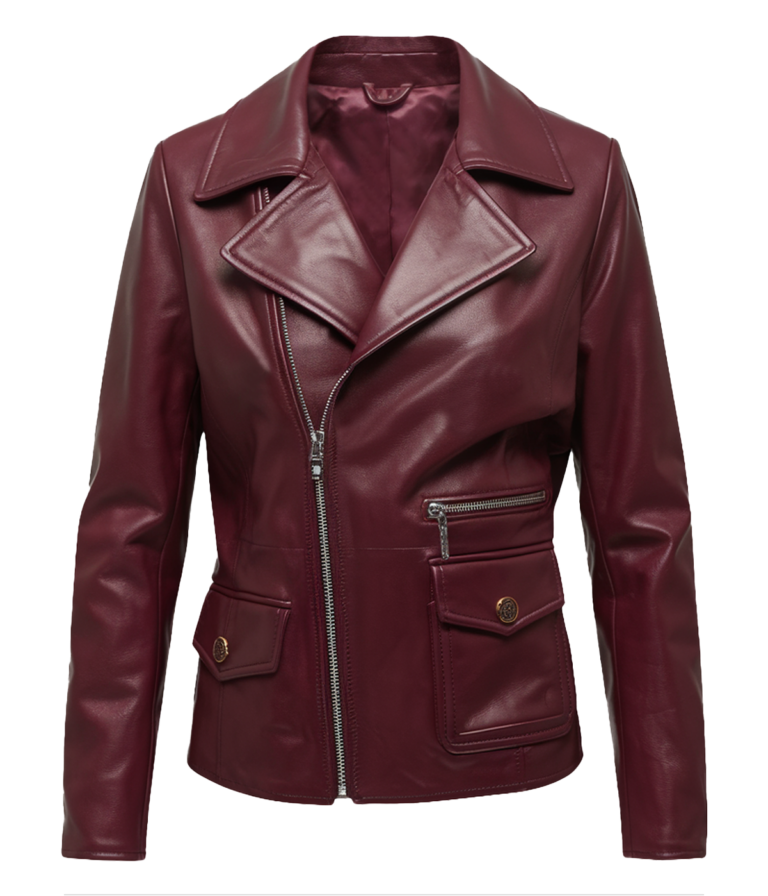 Men's Biker Maroon Leather Jacket
