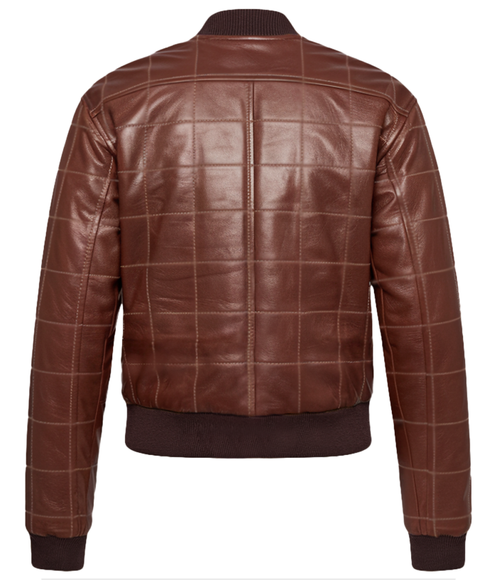 Men's Brown Quilted Leather Bomber Jacket