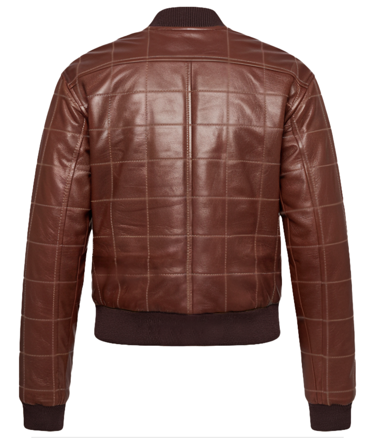 Men's Brown Quilted Leather Bomber Jacket