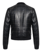 Men's Black Quilted Leather Bomber Jacket