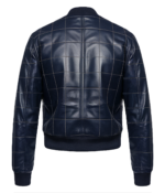 Men's Navy Quilted Leather Bomber Jacket