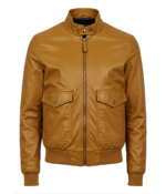 Men's Bomber Yellow Leather Jacket