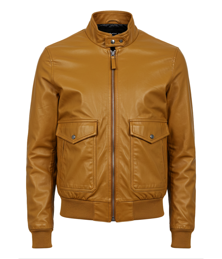 Men's Bomber Yellow Leather Jacket