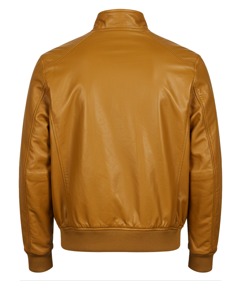 Men's Bomber Yellow Leather Jacket