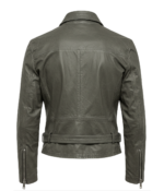 Women's Olive Green Leather Biker Jacket