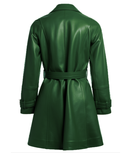 Women's Dark Green Leather Coat