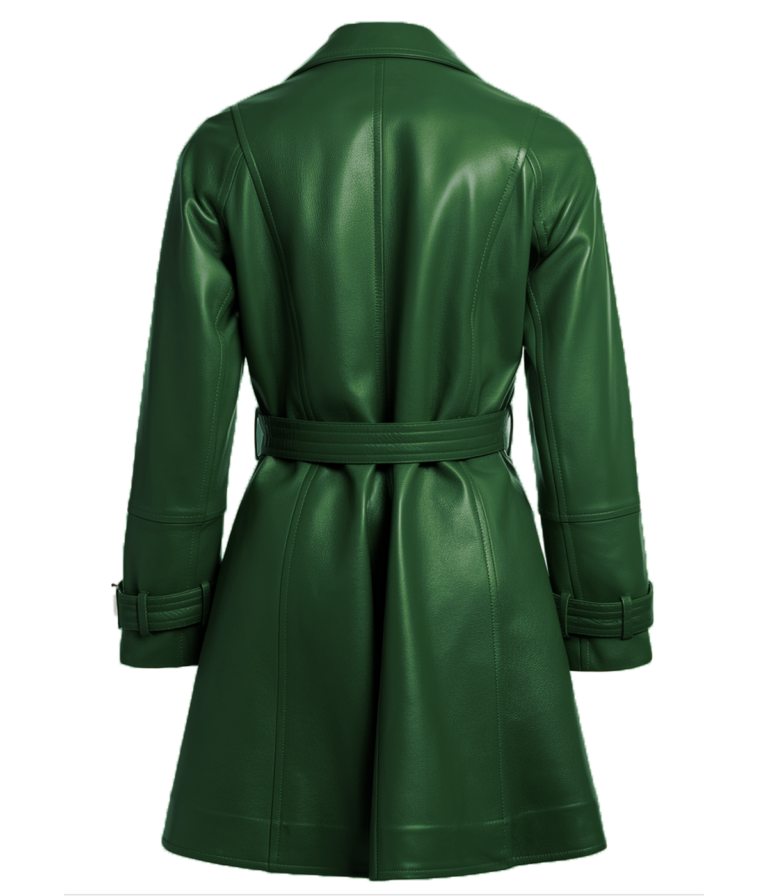 Women's Dark Green Leather Coat