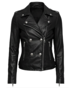 Women's Biker Leather Black Jacket