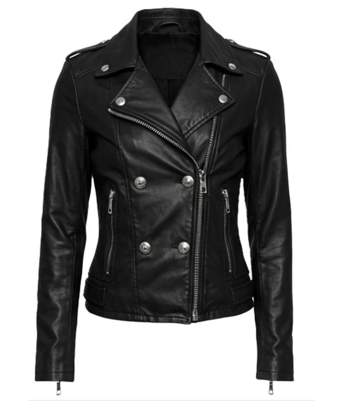 Women's Biker Leather Black Jacket
