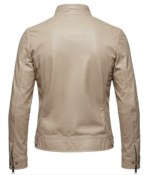 Women's Classic Beige Bomber Leather Jacket