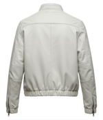Women's Classic White Bomber Leather Jacket