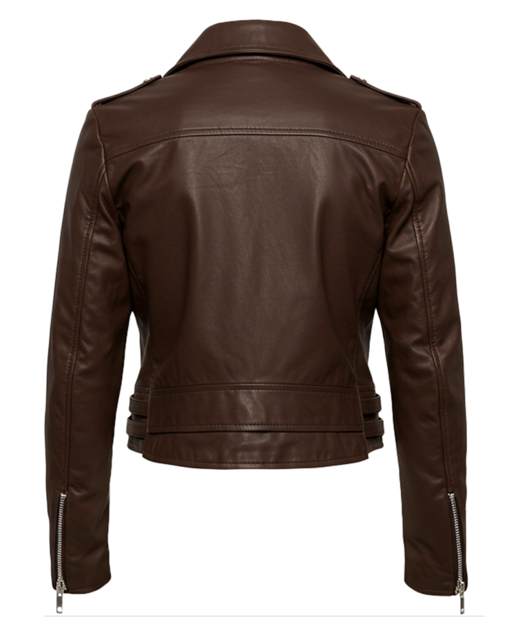 Women's Biker Brown Leather Jacket