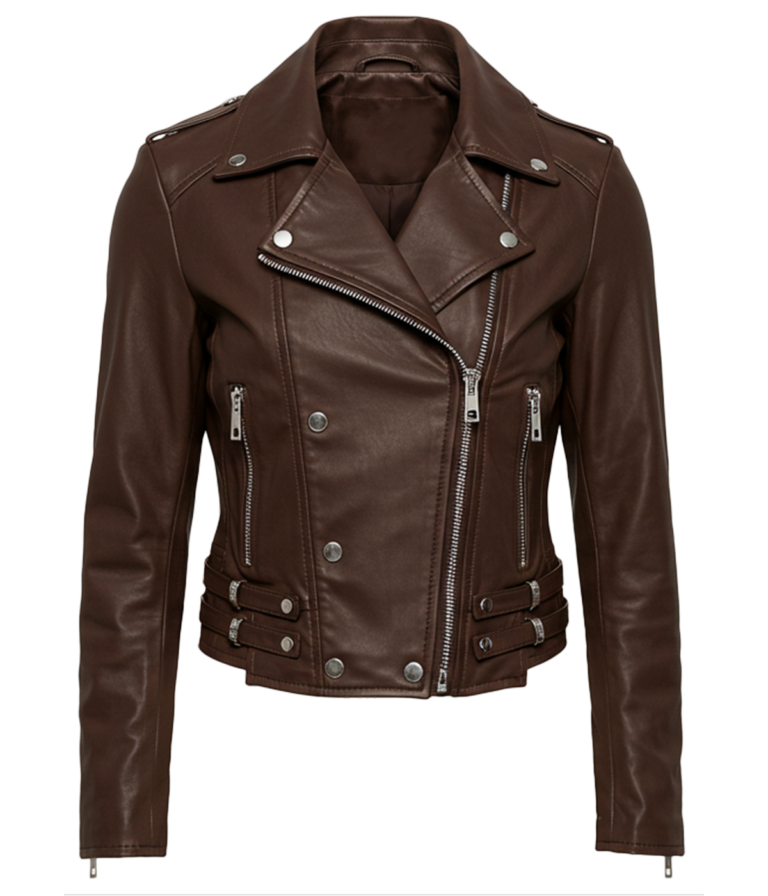 Women's Biker Brown Leather Jacket