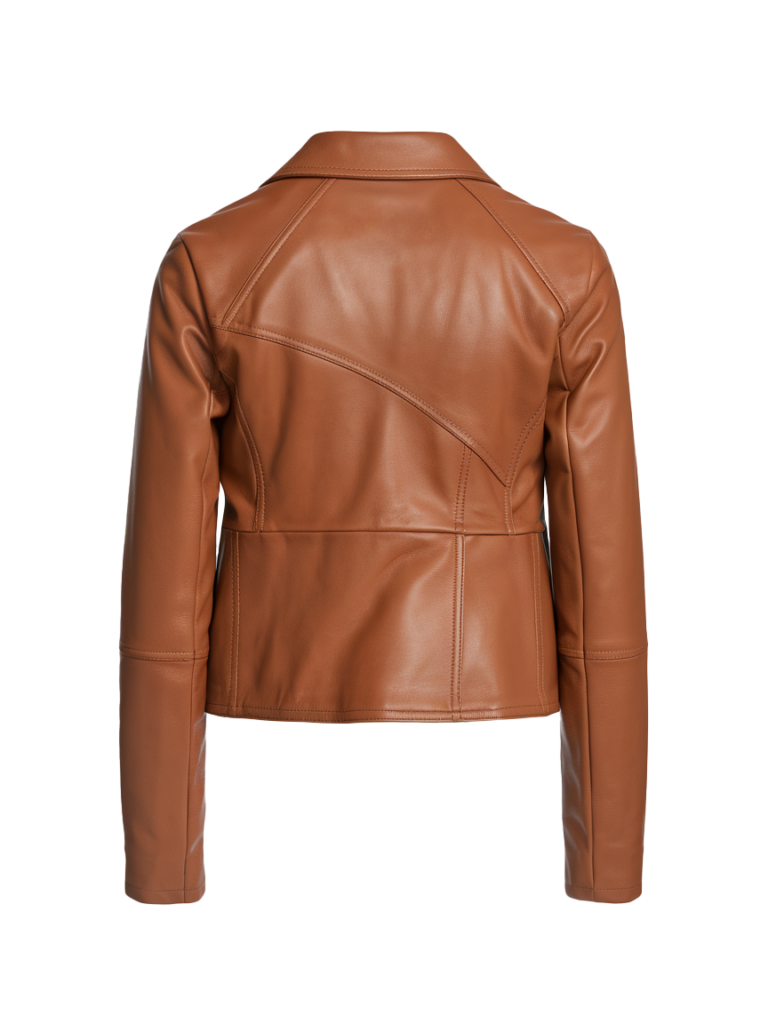 Women's Brown Leather Biker Jacket