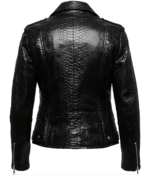 Women's Biker Crocodile Black Leather Jacket