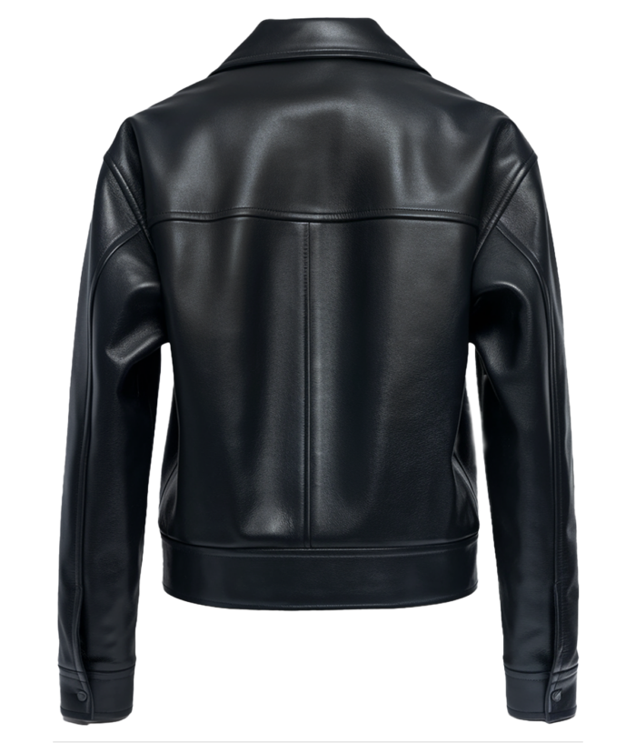 Men's Black Leather Trucker Jacket