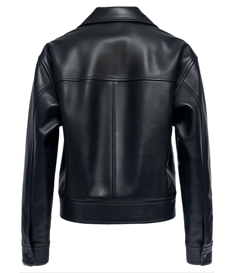 Men's Black Leather Trucker Jacket