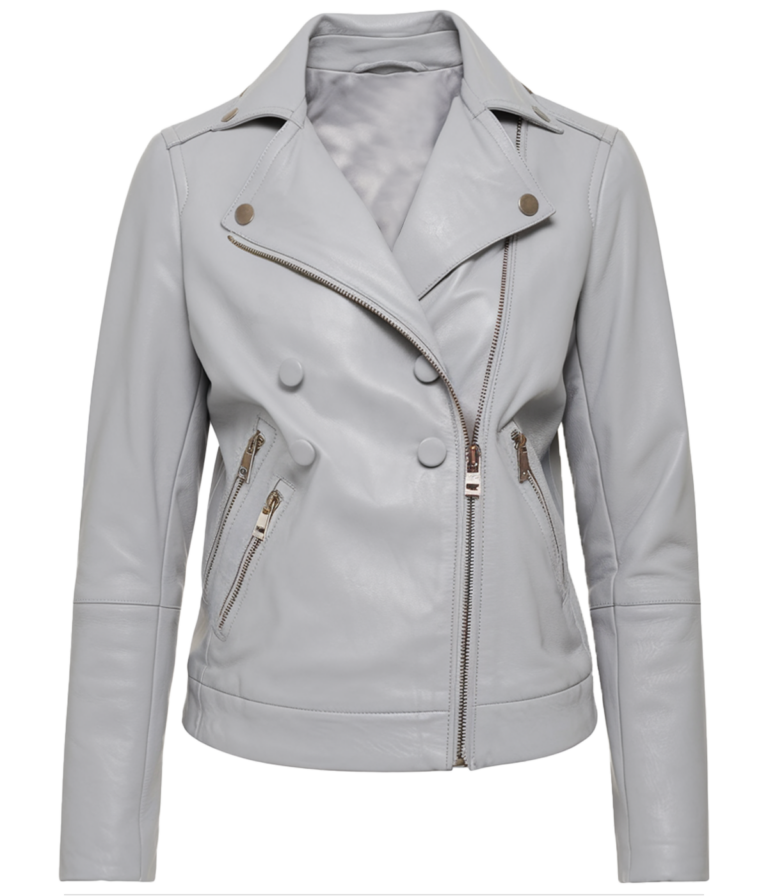 Women's Biker Grey Leather Jacket