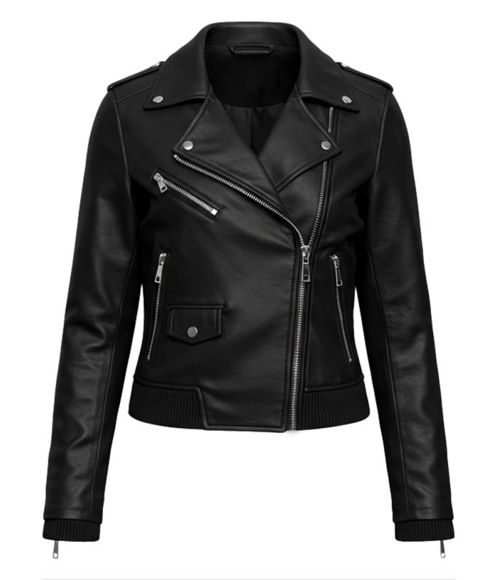Women's Classic Black Bomber Leather Jacket
