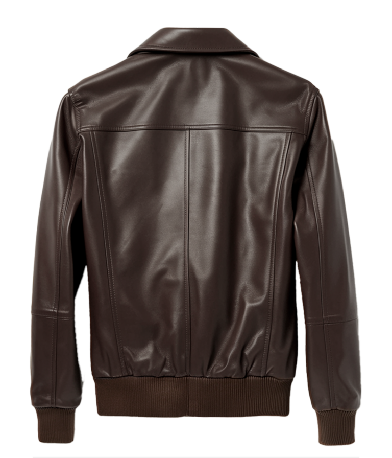 Women's Brown Leather Bomber Jacket
