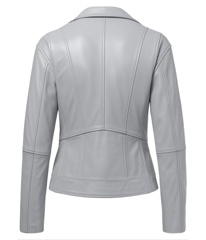 Women's Biker Grey Leather Jacket