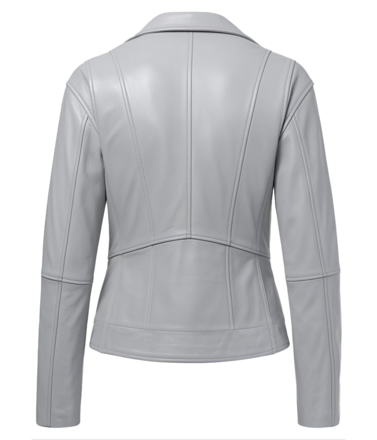 Women's Biker Grey Leather Jacket