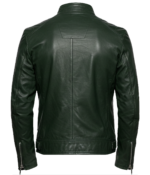 Men's Biker Green Shoulder Quilted Leather Jacket