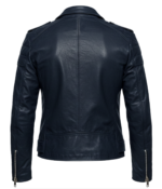 Biker Women's Blue Leather Jacket