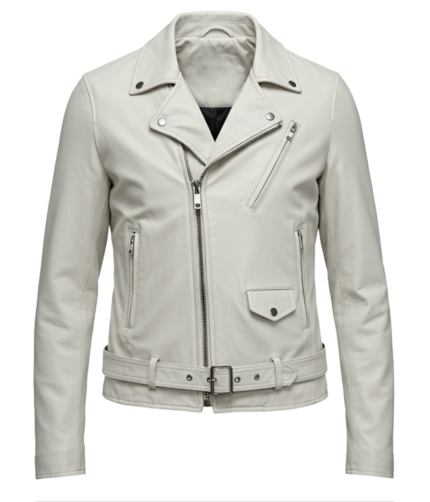 Women's Biker White Leather Jacket