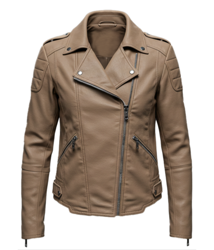 Men's Biker Dark Beige Leather Jacket
