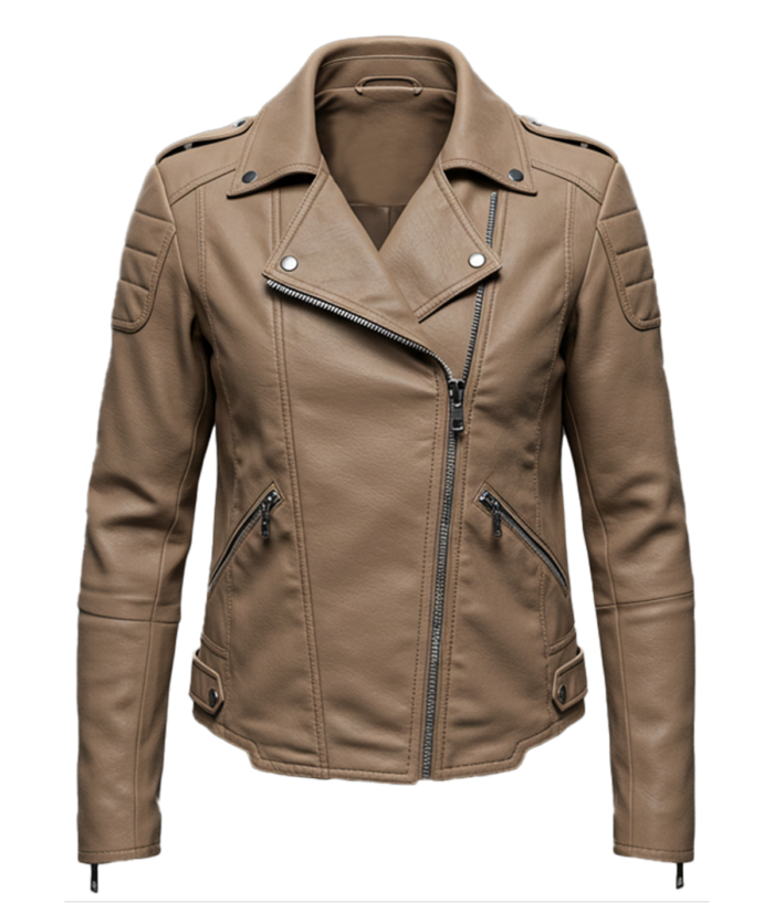 Men's Biker Dark Beige Leather Jacket