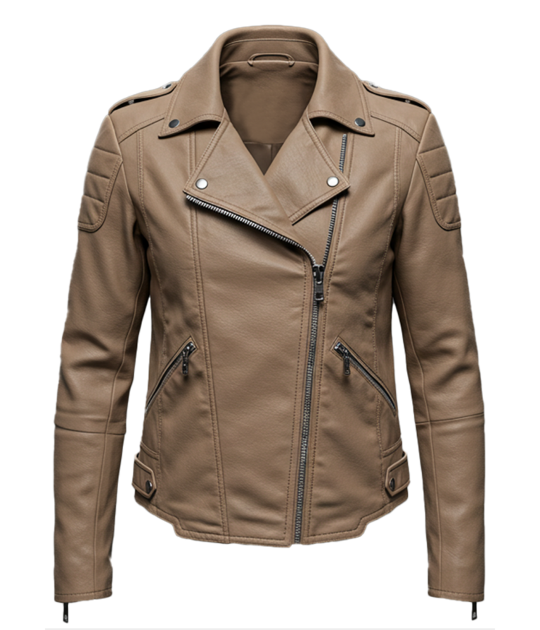 Men's Biker Dark Beige Leather Jacket