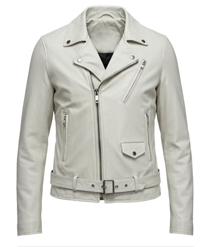 Women's Biker White Leather Jacket