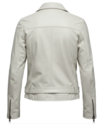 Women's Biker White Leather Jacket