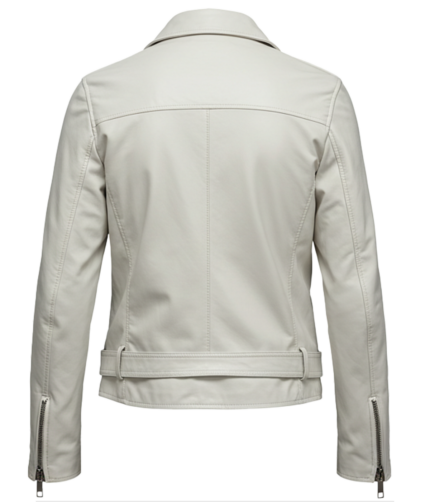 Women's Biker White Leather Jacket