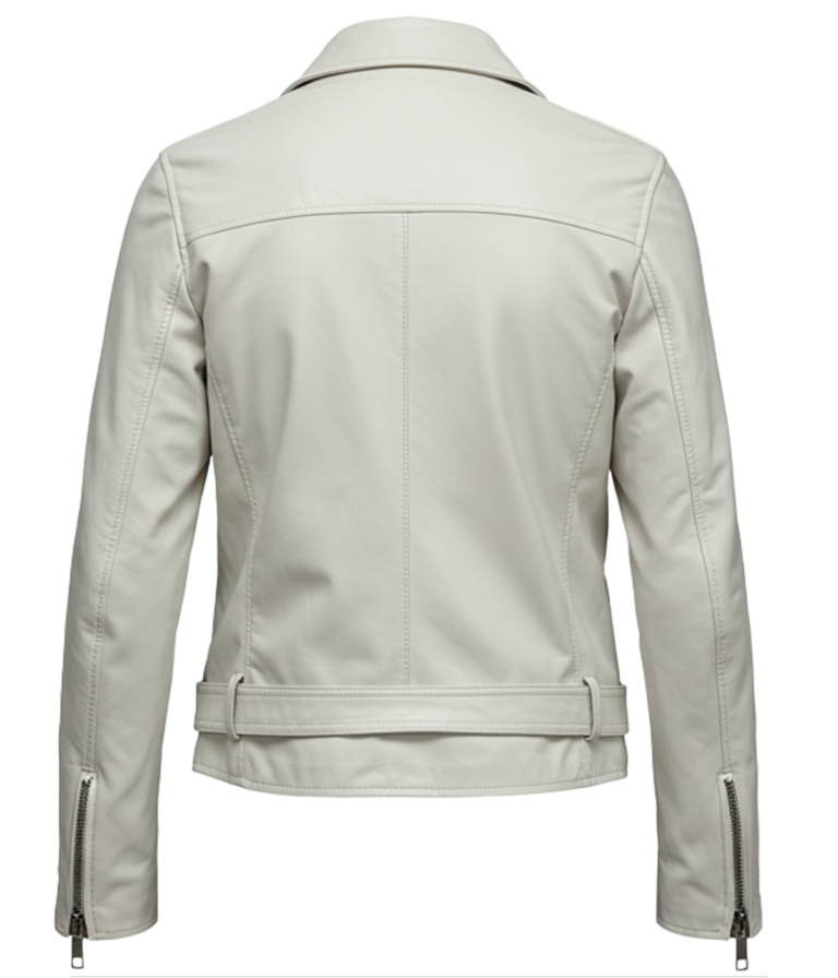 Women's Biker White Leather Jacket