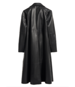 Women's Black Long Leather Coat