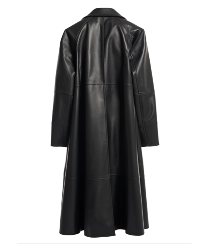 Women's Black Long Leather Coat