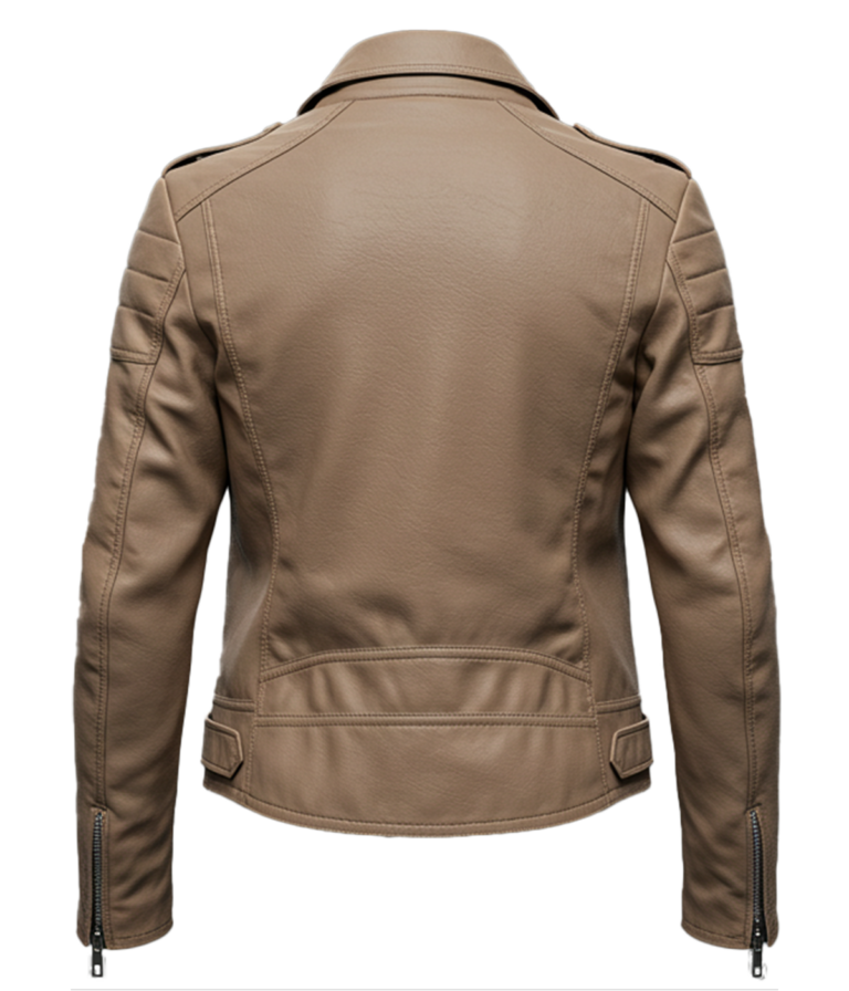 Men's Biker Dark Beige Leather Jacket