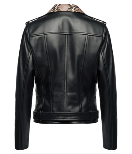 Men's Snakeskin Collar Biker Jacket