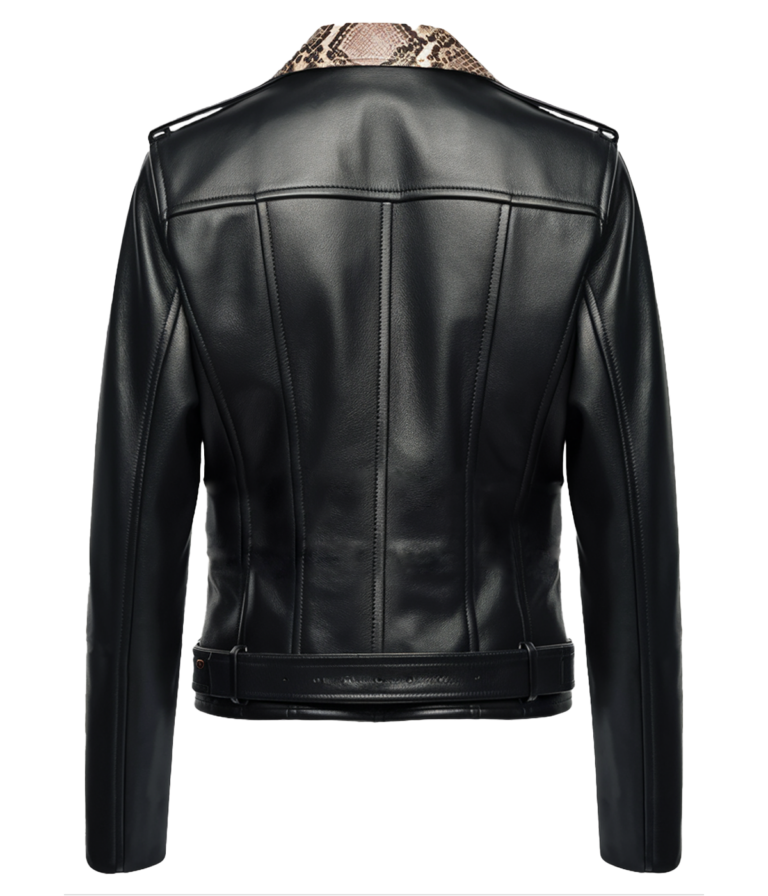 Men's Snakeskin Collar Biker Jacket