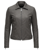 Biker Women's Grey Leather Jacket