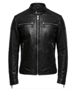 Men's Classic Black Biker Leather Jacket