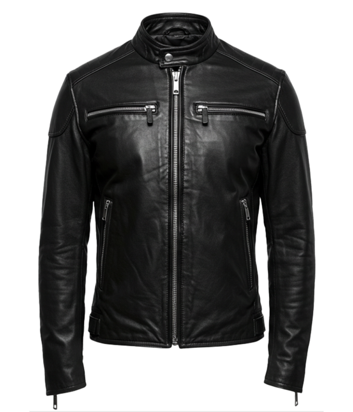 Men's Classic Black Biker Leather Jacket