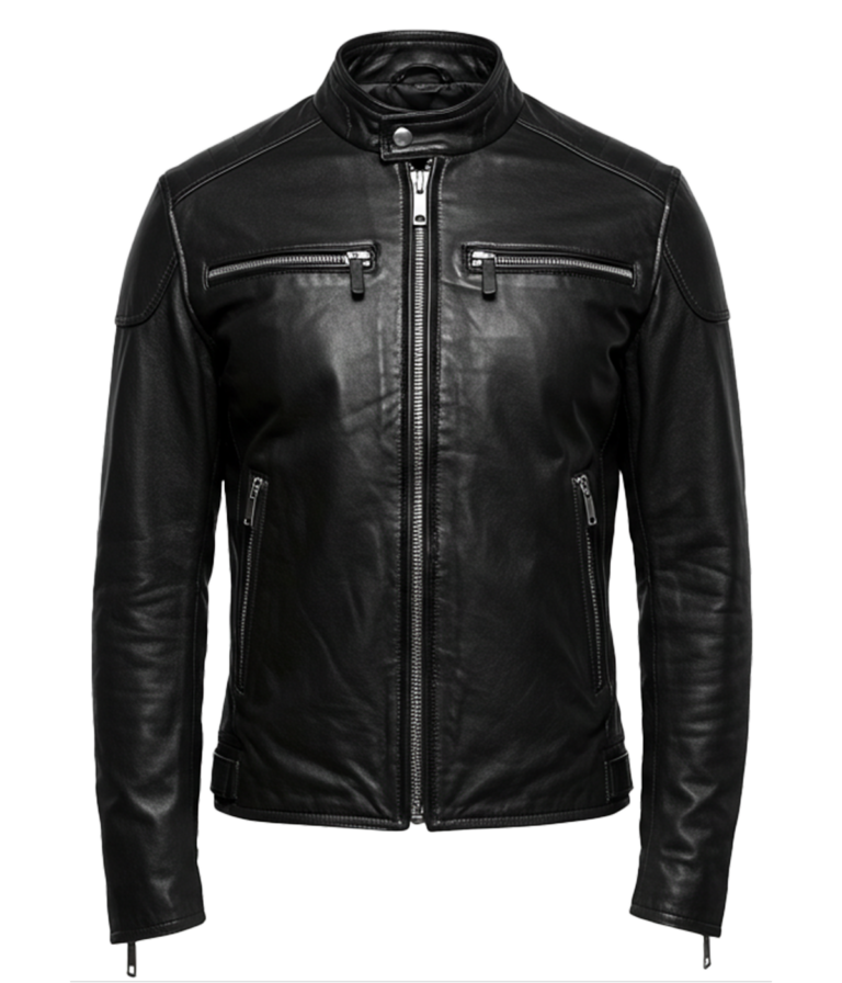 Men's Classic Black Biker Leather Jacket