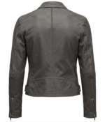 Biker Women's Grey Leather Jacket