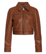 Women's Cropped Brown Leather Jacket