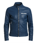 Women's Bomber Blue Leather Jacket